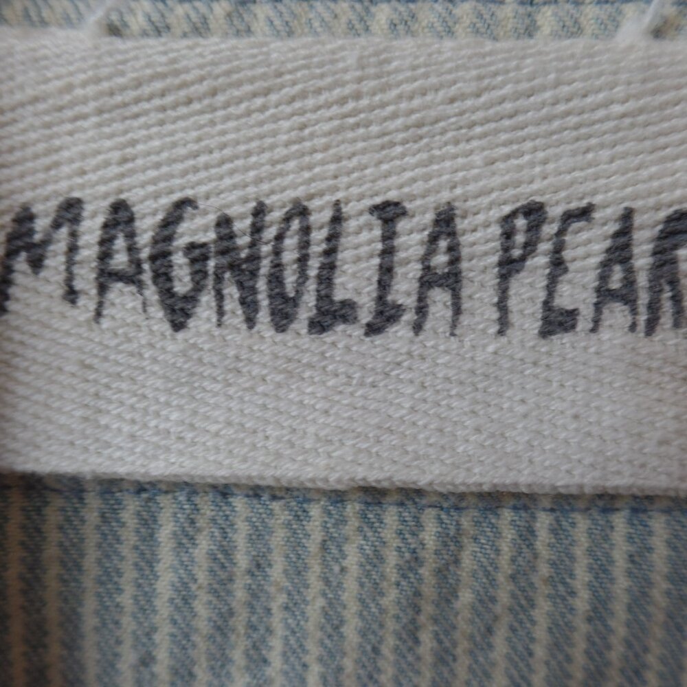 MAGNOLIA PEARL Marfa DENIM RAILROAD STRIPE Workshirt Top Shirt Blouse NWT *RARE* - Picture 5 of 9